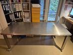 Roestvrij stalen tafel, Huis en Inrichting, Ophalen, Gebruikt, 50 tot 100 cm, Vijf personen of meer