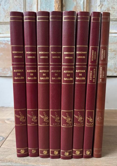 Asterix de Galliër 8x, luxe binding, bruin kunstleer, 1978/9, Boeken, Stripboeken, Zo goed als nieuw, Meerdere stripboeken, Ophalen of Verzenden