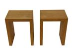 Vintage nachtkastjes bijzettafeltjes set van twee berken, Gebruikt, Minder dan 45 cm, Vintage, Vintage
