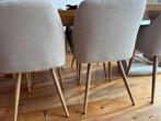 6 Beige Stoelen met Houtgekleurde Metalen Poten, Huis en Inrichting, Ophalen, Overige kleuren, Zo goed als nieuw, Vijf, Zes of meer stoelen