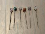 Vintage gedraaide stalen cocktailprikkers met edelsteentje, Antiek en Kunst, Antiek | Bestek, Ophalen of Verzenden