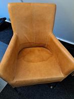 Luxe echt leren stoel met wieltjes incl watervlek, Huis en Inrichting, Stoelen, Ophalen, Gebruikt, Bruin, Leer