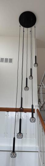 Zwarte hanglamp trappenhuis, Huis en Inrichting, Lampen | Hanglampen, Ophalen of Verzenden, Zo goed als nieuw, Modern, Metaal