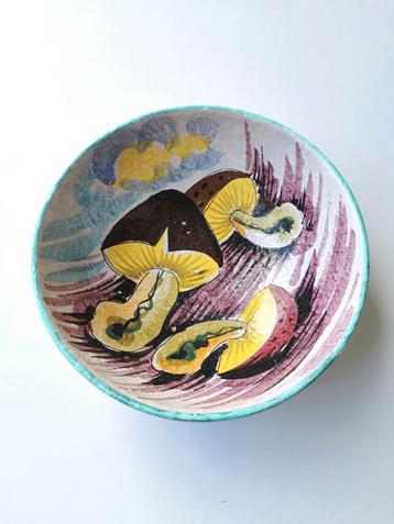 Herfst paddenstoelen vintage retro keramiek schaal Italy  beschikbaar voor biedingen