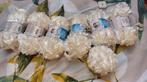 7 witte bollen pluche/veren boa garen, Hobby en Vrije tijd, Ophalen of Verzenden, Nieuw, Breien of Haken, Wol of Garen