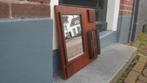 Art Deco teak houten halspiegel wandspiegel kledingborstels, Antiek en Kunst, Antiek | Spiegels, Ophalen of Verzenden, Rechthoekig