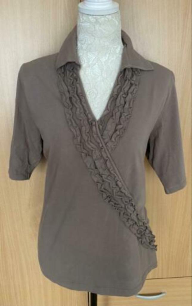 Witteveen top maat L, Kleding | Dames, Tops, Zo goed als nieuw, Maat 42/44 (L), Bruin, Korte mouw, Ophalen of Verzenden