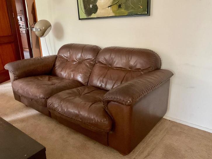 Vintage De Sede 2-zitter., Huis en Inrichting, Banken | Voetenbanken en Poefen, Gebruikt, 75 tot 100 cm, 125 cm of meer, Rechthoekig