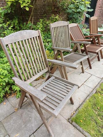 4 Houten Tuinstoelen - Inklapbaar beschikbaar voor biedingen