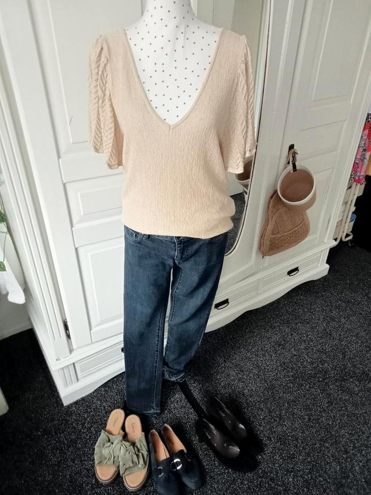 Cotton Club " Top/shirt maat XL ", Kleding | Dames, Tops, Zo goed als nieuw, Maat 42/44 (L), Beige, Korte mouw, Ophalen of Verzenden