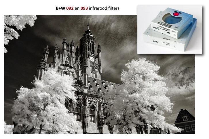 B+W infrarood filters 092 en 093, Audio, Tv en Foto, Fotografie | Filters, Zo goed als nieuw, Overige typen, 70 tot 80 mm, B&W
