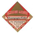 Oud Limonade etiket T.M. Snaterse Gouda, Champagne Cider(02), Verzenden, Nieuw, Overige typen