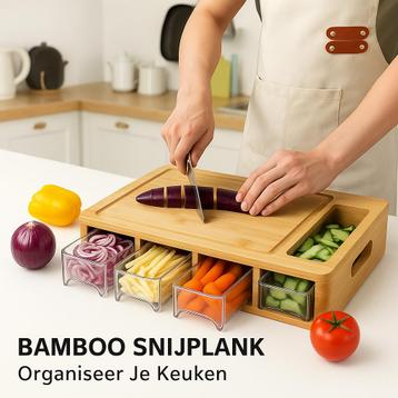 Luxe Bamboe Snijplank Met Opvangladen beschikbaar voor biedingen