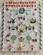 Borduurwerk, zijde, merklap, groot, 1984, vintage, Ophalen, Gebruikt, Handborduren, Overige typen