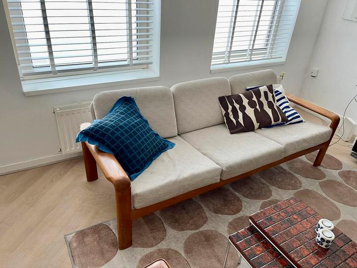 Scandinavisch design, Deens, Vintage, Retro 3 zitbank, Huis en Inrichting, Banken | Sofa's en Chaises Longues, Gebruikt, Driepersoons