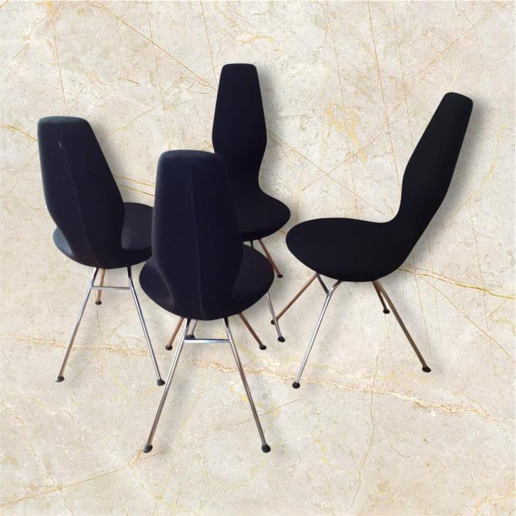 Set van 4 Stokke Date stoelen, Huis en Inrichting, Stoelen, Gebruikt, Vier, Stof, Zwart, Ophalen