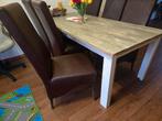 Eikenhouten Eettafel met 6 Stoelen, Ophalen, Gebruikt, 100 tot 150 cm, Eikenhout