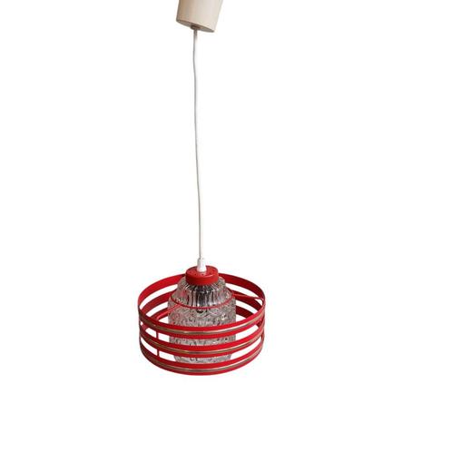 Jaren 60 hanglamp, metaal / glas, Huis en Inrichting, Lampen | Hanglampen, Gebruikt, 50 tot 75 cm, Glas, Metaal, Ophalen of Verzenden