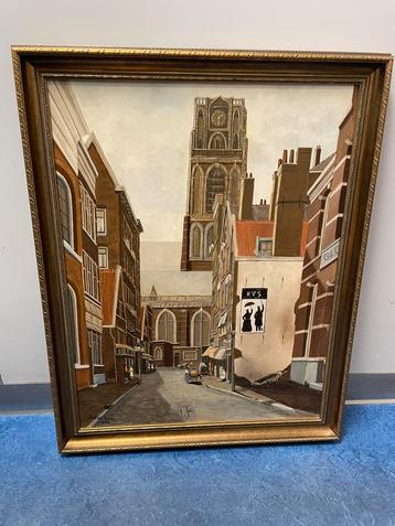 Schilderij Rotterdam RVS straatbeeld met kerk beschikbaar voor biedingen
