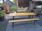 Biertafel en twee banken /picknickset, Tuin en Terras, Picknicktafels, Ophalen, Gebruikt, Rechthoekig