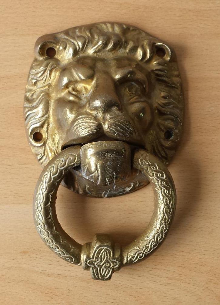 Deurklopper Leeuwenkop - messing - zwaar, Antiek en Kunst, Curiosa en Brocante, Ophalen of Verzenden