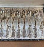 Zilver doos met 11 antieke lepeltjes mist er 1 van de 12, Antiek en Kunst, Antiek | Bestek, Ophalen of Verzenden