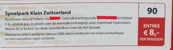 Speelpark Klein Zwitserland kortingsbon   beschikbaar voor biedingen