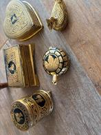 Houten Doosjes Set Zwart/Goud - Handgesneden & Beschilderd, Antiek en Kunst, Ophalen of Verzenden