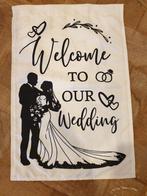 Welkoms vlag, Welcometoourwedding €5,-, Ophalen of Verzenden, Zo goed als nieuw, Versiering, Geboorte of Huwelijk