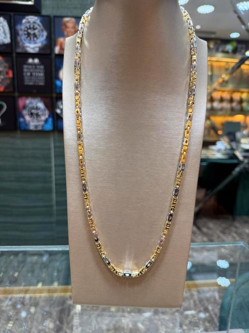 18Kt Goud - 73 Gr - KONING BICOLOR - KETTING, Sieraden, Tassen en Uiterlijk, Kettingen, Nieuw, Goud, Ophalen