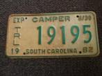 Kentekenplaat licenseplate South Carolina Camper USA, Verzamelen, Automerken, Motoren en Formule 1, Gebruikt, Verzenden