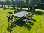 Tuintafel met 10 stoelen, Ophalen of Verzenden, Gebruikt, Rechthoekig, Hout