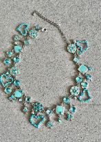 Prachtige turquoise ketting met hartjes schoppen, Overige materialen, Ophalen of Verzenden, Zo goed als nieuw, Zilver