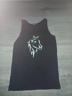 Zwart haltershirt met paardenhoofd opdruk, maat 158/164, Ophalen of Verzenden, Zo goed als nieuw, Meisje, Shirt of Longsleeve