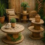 Houten Kabelhaspel Tafelblad - Industrieel, Gebruikt, Rond, Minder dan 50 cm, Tafelblad