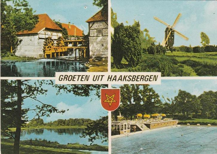 HAAKSBERGEN Watermolen Meer Molen Zwembad Groeten, Verzamelen, Ansichtkaarten | Nederland, Gelopen, Overijssel, 1960 tot 1980