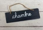 Frans vintage deurbordje van leisteen met opschrift Chambre, Ophalen of Verzenden, Zo goed als nieuw