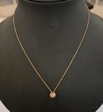 Fijn 14 karaats gouden ketting met hanger zirkonia geelgoud, Met hanger, Ophalen of Verzenden, Zo goed als nieuw, Goud