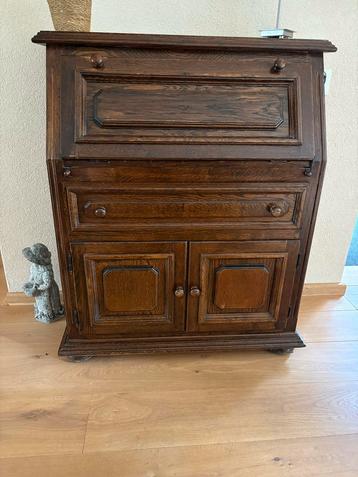 Massief Eiken secretaire  Opbergkast - 93x112x44 cm beschikbaar voor biedingen