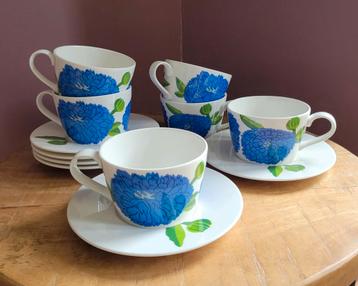Vintage Iittala kop en schotels / Marimekko Primavera blauw beschikbaar voor biedingen