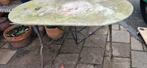 Charmante tuintafel met ovaal marmeren blad (brocante), Ophalen, Gebruikt