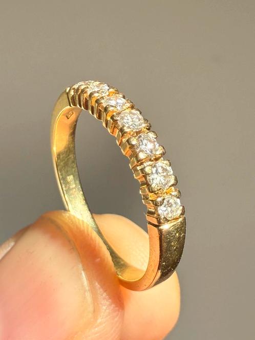 Gouden ring met 7 echte natuurlijke VS diamanten! maat 18mm, Sieraden, Tassen en Uiterlijk, Ringen, Zo goed als nieuw, Dame, 18 tot 19