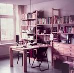 Lundia tafelblad en poot, Ophalen, Gebruikt, 50 tot 100 cm, Grenenhout