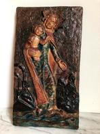 Antieke Religieuze Wandtegel 1943 Maria met Kind Reliëf Kera, Antiek en Kunst, Ophalen of Verzenden