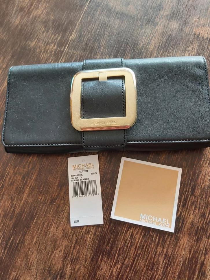 Michael Kors clutch tas avondtasje zgan, Sieraden, Tassen en Uiterlijk, Portemonnees, Zo goed als nieuw, Zwart, Leer, Ophalen of Verzenden