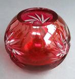 Om1950-1960 Optisch Glas Facet Slijpsel Bolvaas Vaas Bohemen, Antiek en Kunst, Ophalen of Verzenden