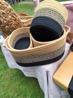 Nieuwe set van 4 mooie manden van Casa | zwart/naturel/jute, Ophalen, Overige materialen, Mand, Rond