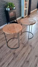 2 leuke bijzettafeltjes, Ophalen, Minder dan 45 cm, Minder dan 55 cm, Rond