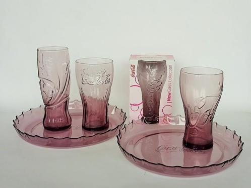 Dienblad (2x) Glas (4x) Coca-Cola, Verzamelen, Glas en Borrelglaasjes, Zo goed als nieuw, Frisdrankglas, Ophalen of Verzenden