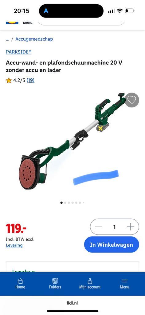 Wand en plafond schuurmachine parkside, Doe-het-zelf en Verbouw, Gereedschap | Schuurmachines, Ophalen of Verzenden